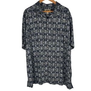 Foundry 100% Rayon Black and Tan Hawaiian Camp Short Sleeve Shirt in Size 2XL